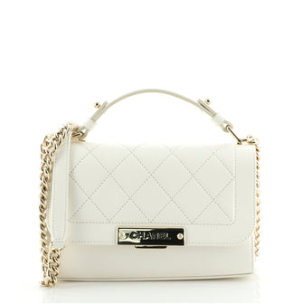 Chanel Label Click Flap Bag Quilted Calfskin Small
