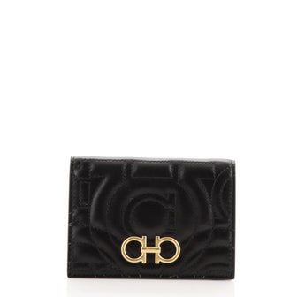 Salvatore Ferragamo Double Gancio Bifold Wallet Quilted Leather