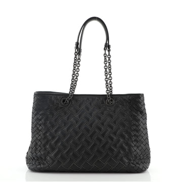 Bottega Veneta Double Chain Tote Studded Leather with Intrecciato Detail Medium