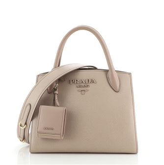 Prada Monochrome Tote Saffiano with City Calf Small