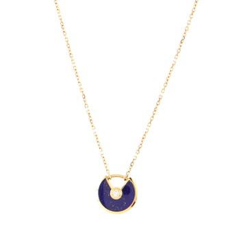Cartier Amulette de Cartier Pendant Necklace 18K Yellow Gold with Lapis Lazuli and Diamond XS