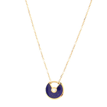 Cartier Amulette de Cartier Pendant Necklace 18K Yellow Gold with Lapis Lazuli and Diamond XS
