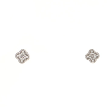 Van Cleef & Arpels Sweet Alhambra Stud Earrings 18K White Gold and Diamonds