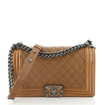 Chanel Boy Flap Bag Quilted Calfskin Old Medium