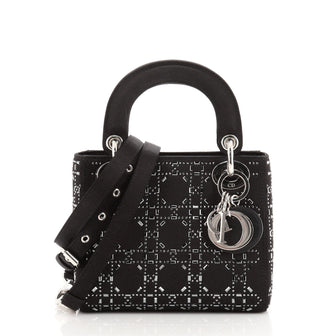 Christian Dior Lady Dior Bag Crystal Embellished Cannage Quilt Satin Mini