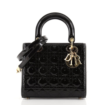 Christian Dior Lady Dior Bag Cannage Quilt Patent Medium