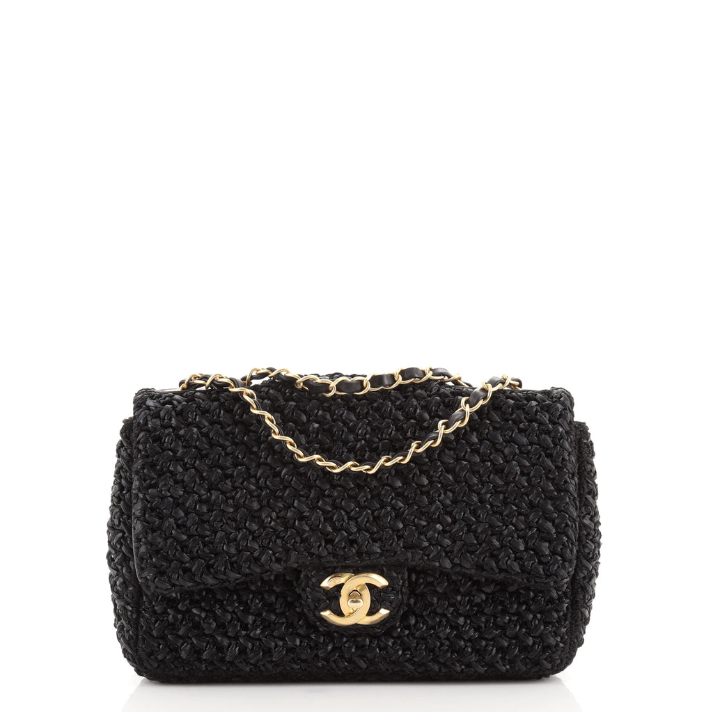 Chanel Classic Single Flap Bag Crochet Raffia Medium 73388