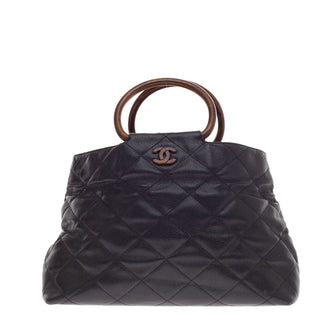 Chanel Quilted Caviar Resin Ring Handle Bag