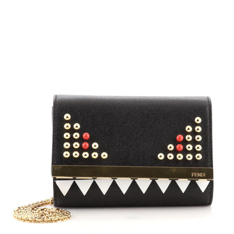 Fendi Monster Wallet on Chain Studded Leather