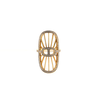 Hermes Chaine D'ancre Oval Ring 18K Yellow Gold and Diamonds
