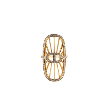 Hermes Chaine D'ancre Oval Ring 18K Yellow Gold and Diamonds