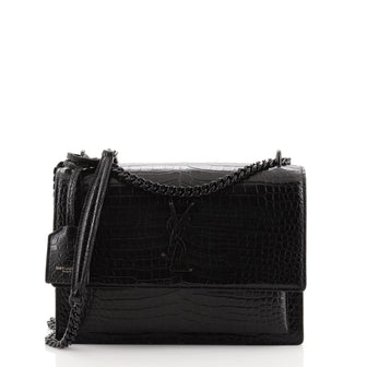 Saint Laurent Sunset Crossbody Bag Crocodile Embossed Leather Medium