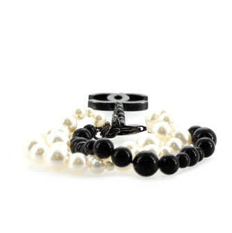 Chanel CC Triple Strand Bracelet Faux Pearls and Metal