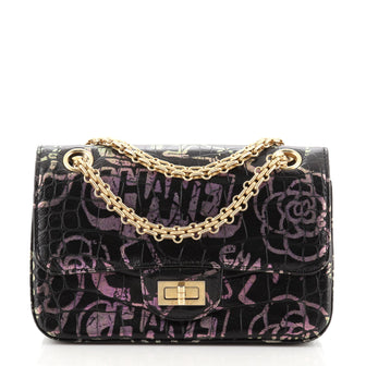 Chanel Reissue 2.55 Flap Bag Graffiti Crocodile Embossed Calfskin Mini