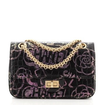 Chanel Reissue 2.55 Flap Bag Graffiti Crocodile Embossed Calfskin Mini