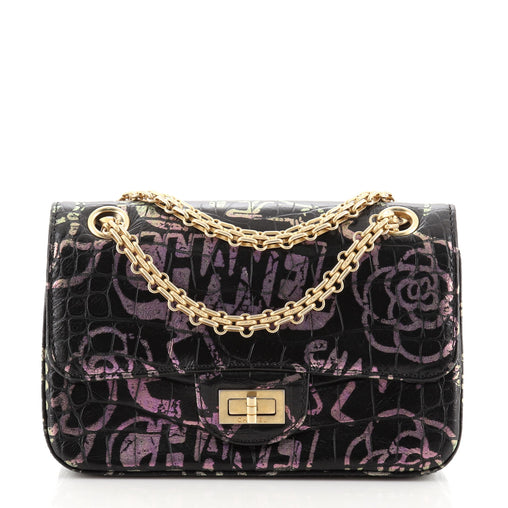 Chanel Reissue 2.55 Flap Bag Graffiti Crocodile Embossed Calfskin
