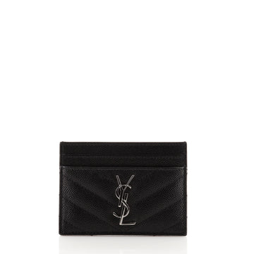 Saint Laurent Classic Monogram Card Holder Matelasse Chevron Leather
