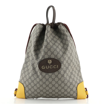 Gucci Neo Vintage Drawstring Backpack GG Coated Canvas Large