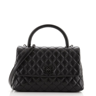 Chanel So Black Coco Top Handle Bag Quilted Caviar Small