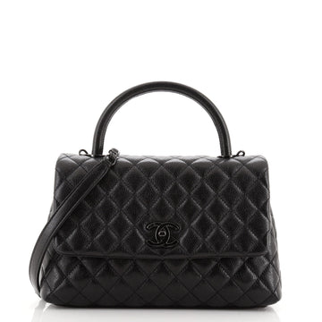 Chanel So Black Coco Top Handle Bag Quilted Caviar Small