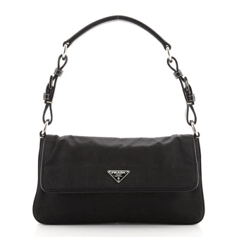 Prada Flap Shoulder Bag Tessuto with Saffiano Small