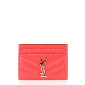 Saint Laurent Classic Monogram Card Holder Matelasse Chevron Patent
