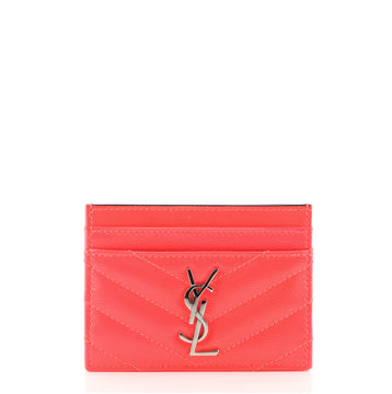 Saint Laurent Classic Monogram Card Holder Matelasse Chevron Patent
