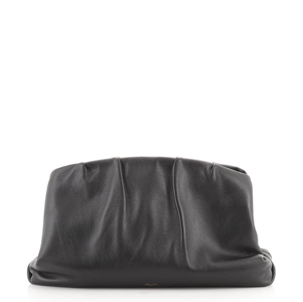 Celine Leopard Print Ponyskin Black Nappa Leather Clutch Handbag Side Lock  | eBay
