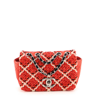 Chanel CC Full Flap Bag Woven Stitch Patent Mini