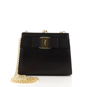 Salvatore Ferragamo Vintage Kisslock Chain Crossbody Bag Leather Mini