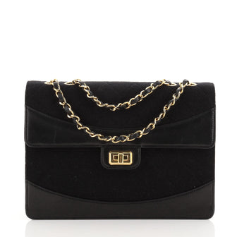 Chanel Vintage Mademoiselle Lock Flap Bag Quilted Jersey and Leather Medium