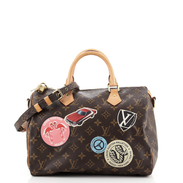 Louis Vuitton Speedy Bandouliere Bag Limited Edition World Tour Monogram Canvas 30