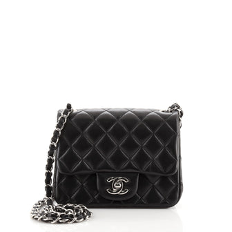 Chanel Square Classic Single Flap Bag Quilted Lambskin Mini