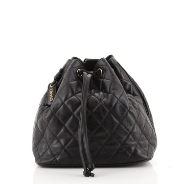 Chanel Vintage Drawstring Backpack Quilted Caviar Small