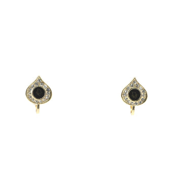 Christian Dior Vintage Logo Teardrop Clip-On Earrings Resin and Crystal Embellished Metal