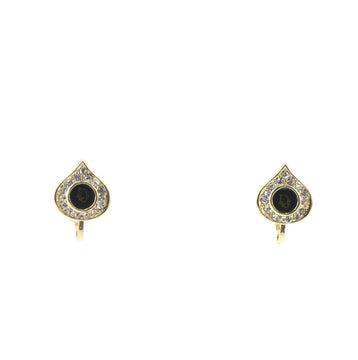 Christian Dior Vintage Logo Teardrop Clip-On Earrings Resin and Crystal Embellished Metal