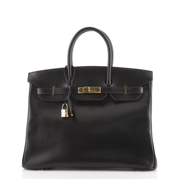 Hermes Birkin Handbag Black Box Calf with Gold Hardware 35