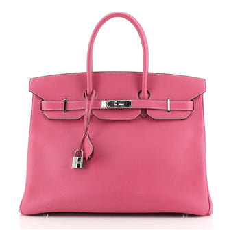 Hermes Birkin Handbag Pink Epsom with Palladium Hardware 35