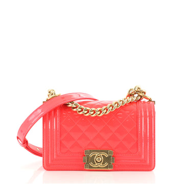 Chanel Boy Flap Bag Quilted Patent Small