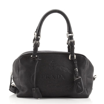 Prada Embossed Logo Bauletto Bag Vitello Daino Medium