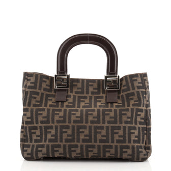 Fendi Vintage FF Handle Tote Zucca Canvas Small