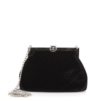Chanel Vintage CC Chain Frame Bag Micro Quilted Velvet Small