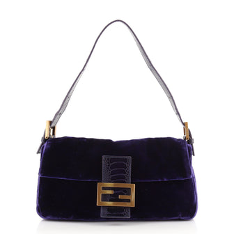 Fendi Baguette Embroidered Velvet with Embossed leather