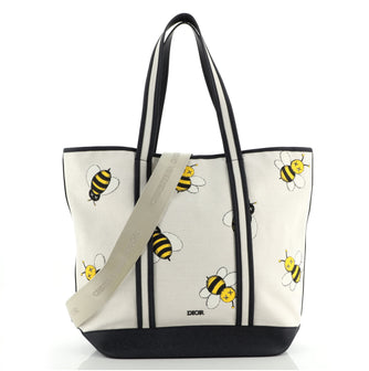 Christian Dior KAWS Bee Shopper Tote Printed Canvas with Leather Medium