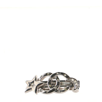 Chanel CC Moon Star Hair Barrette Crystal Embellished Metal