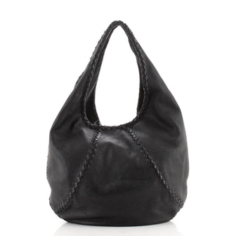 Bottega Veneta Baseball Hobo Leather with Intrecciato Detail Medium