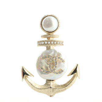 Chanel Paris-Hamburg CC Anchor Brooch Metal with Crystals and Faux Pearls