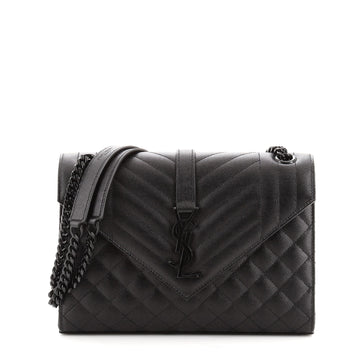 Saint Laurent Classic Monogram Envelope Satchel Quilted Leather Medium