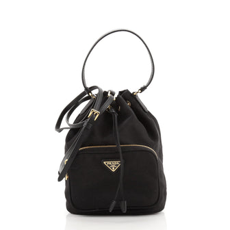 Prada Drawstring Bucket Bag Tessuto Small