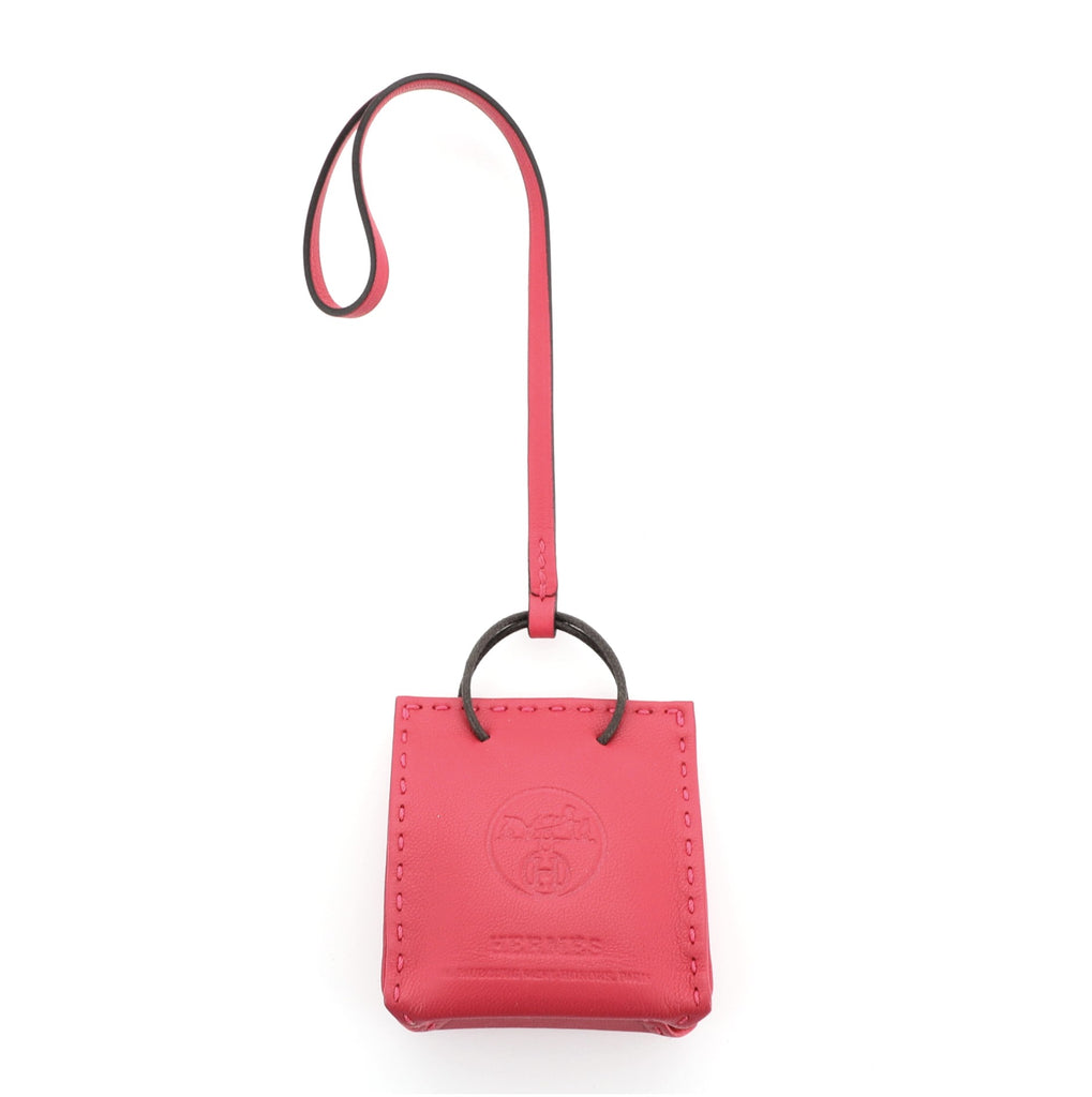 Hermes Pink Milo Lambskin & Swift Leather Bag Charm Hermes